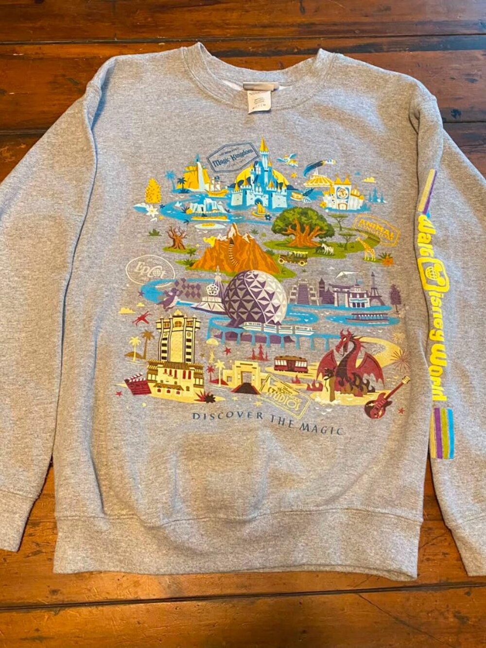 DISNEY PARKS Graphic Gray Sweatshirt, Size S